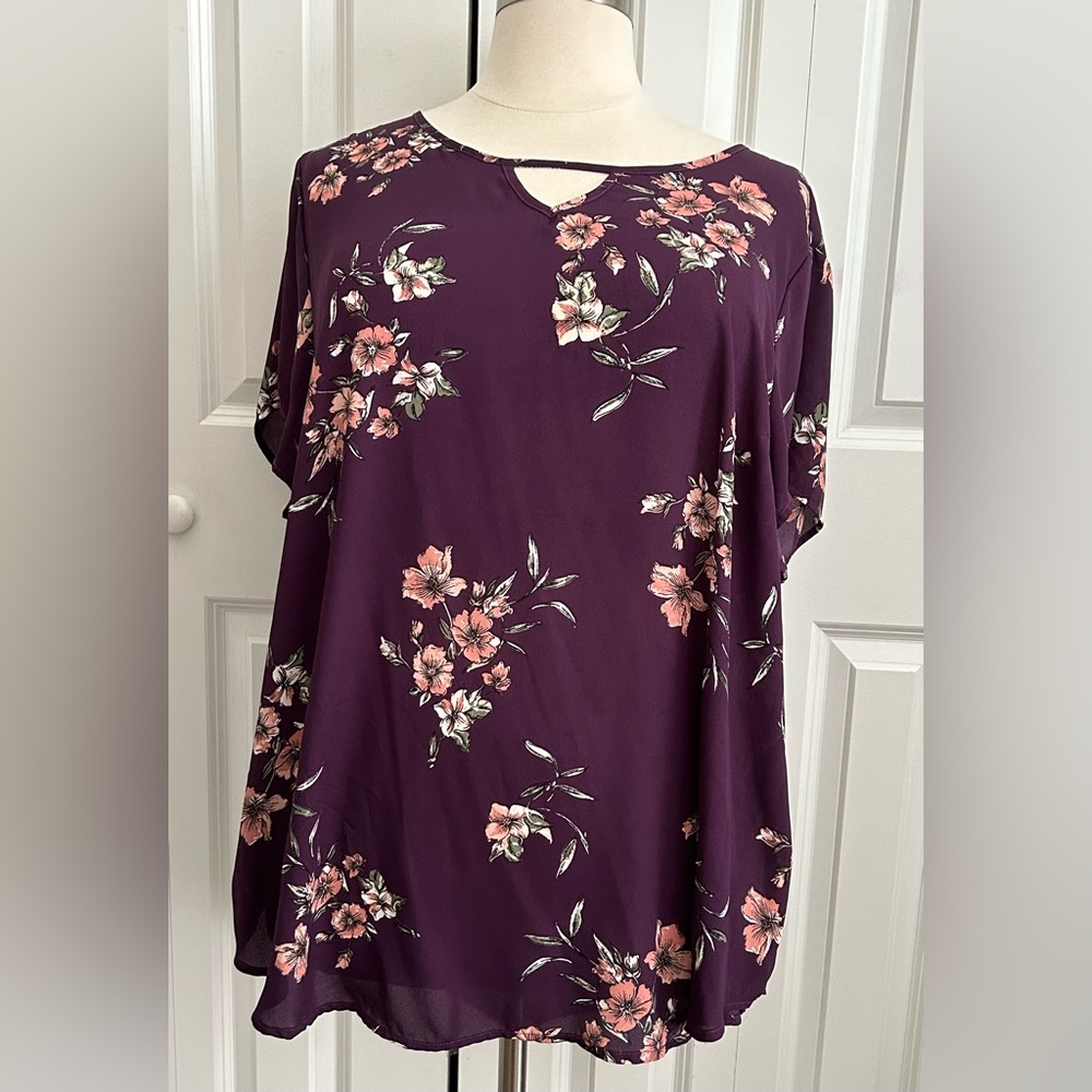 Torrid Purple Floral High Low Blouse